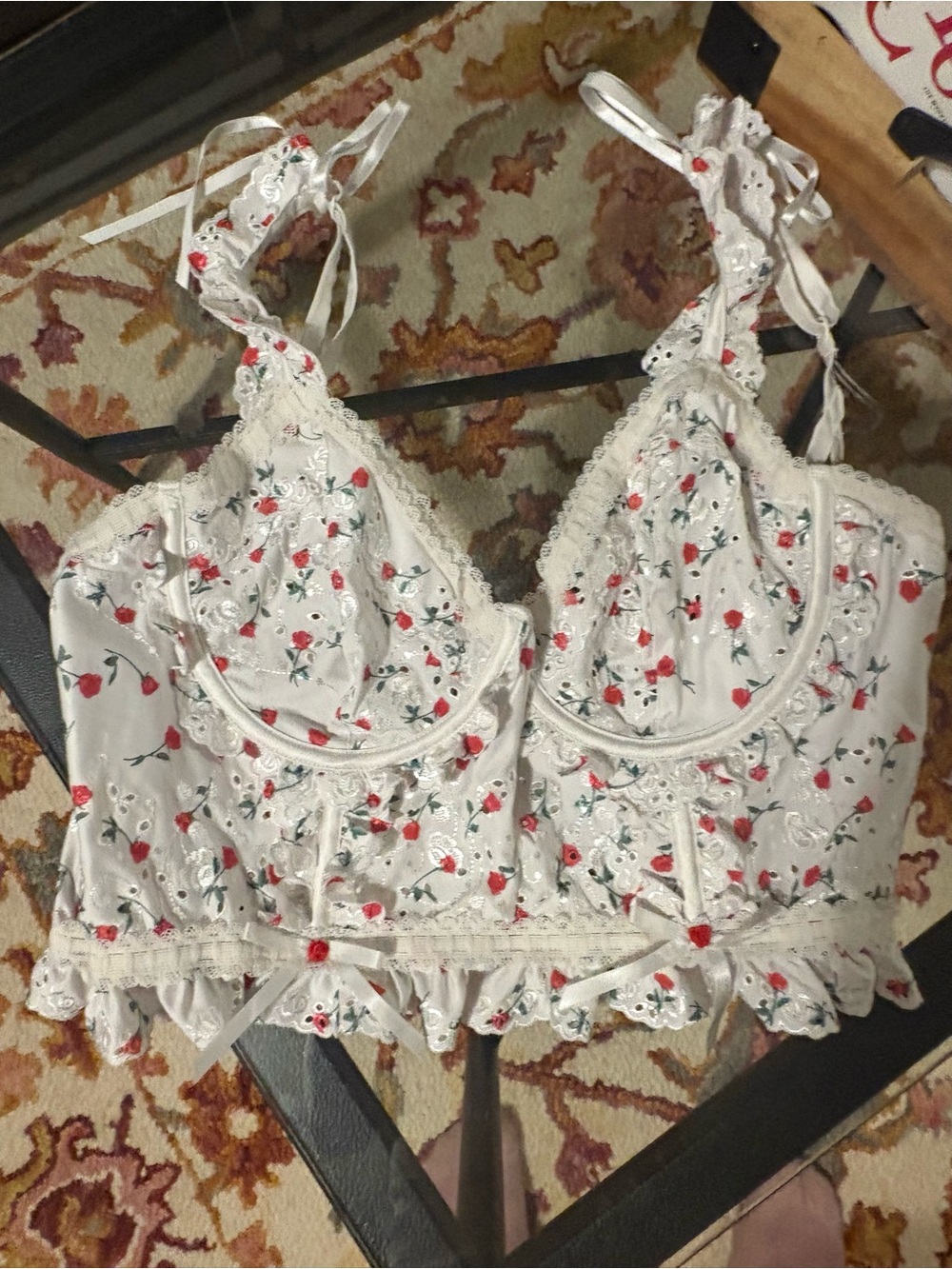 FL&L 34D Floral Embroidered Lace Bustier